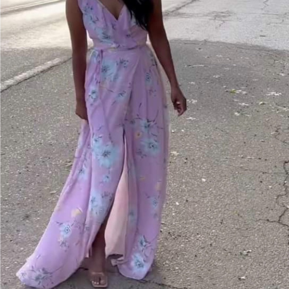 Elegant Floral Pink Maxi Dress